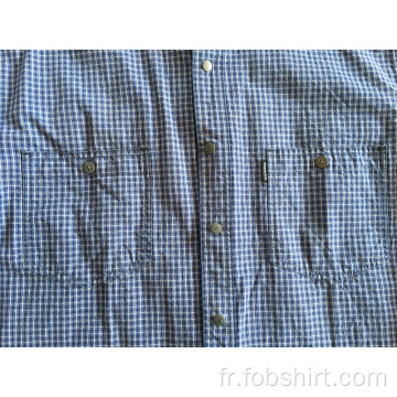Chemise à carreaux en fil de coton teint